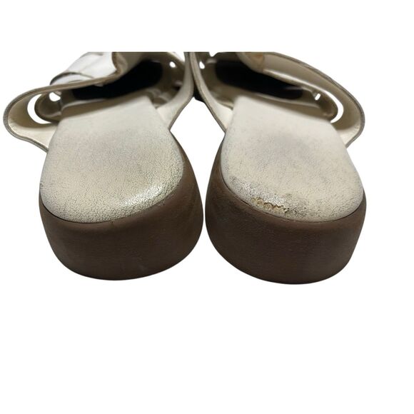 White Mountain White Leather Elastic Strap Slip On Sandals Womens Size 8B Summer - Picture 4 of 12